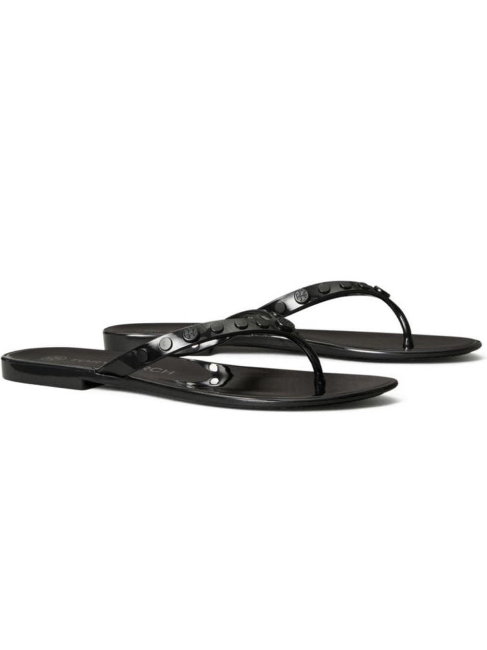Tory Burch Women’s Black Thong Sandals PVC Slip-On Studded US SZ 9 DISCONTINUED - Picture 3 of 12
